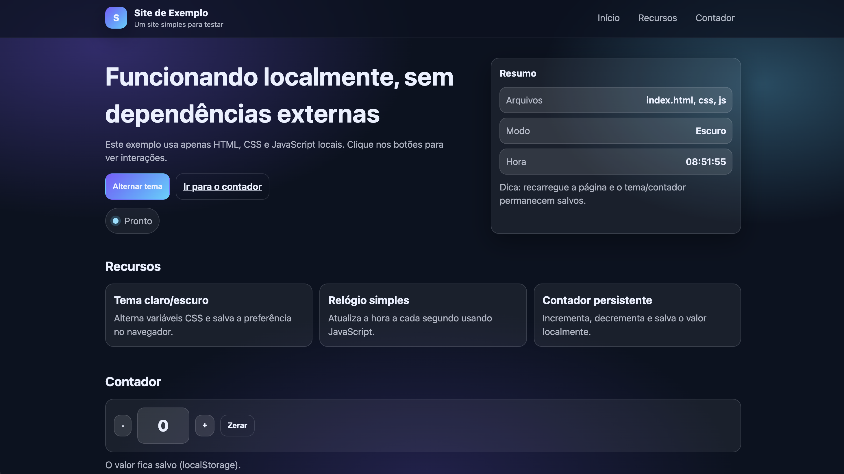 Screenshot of the app static sites hosting system
